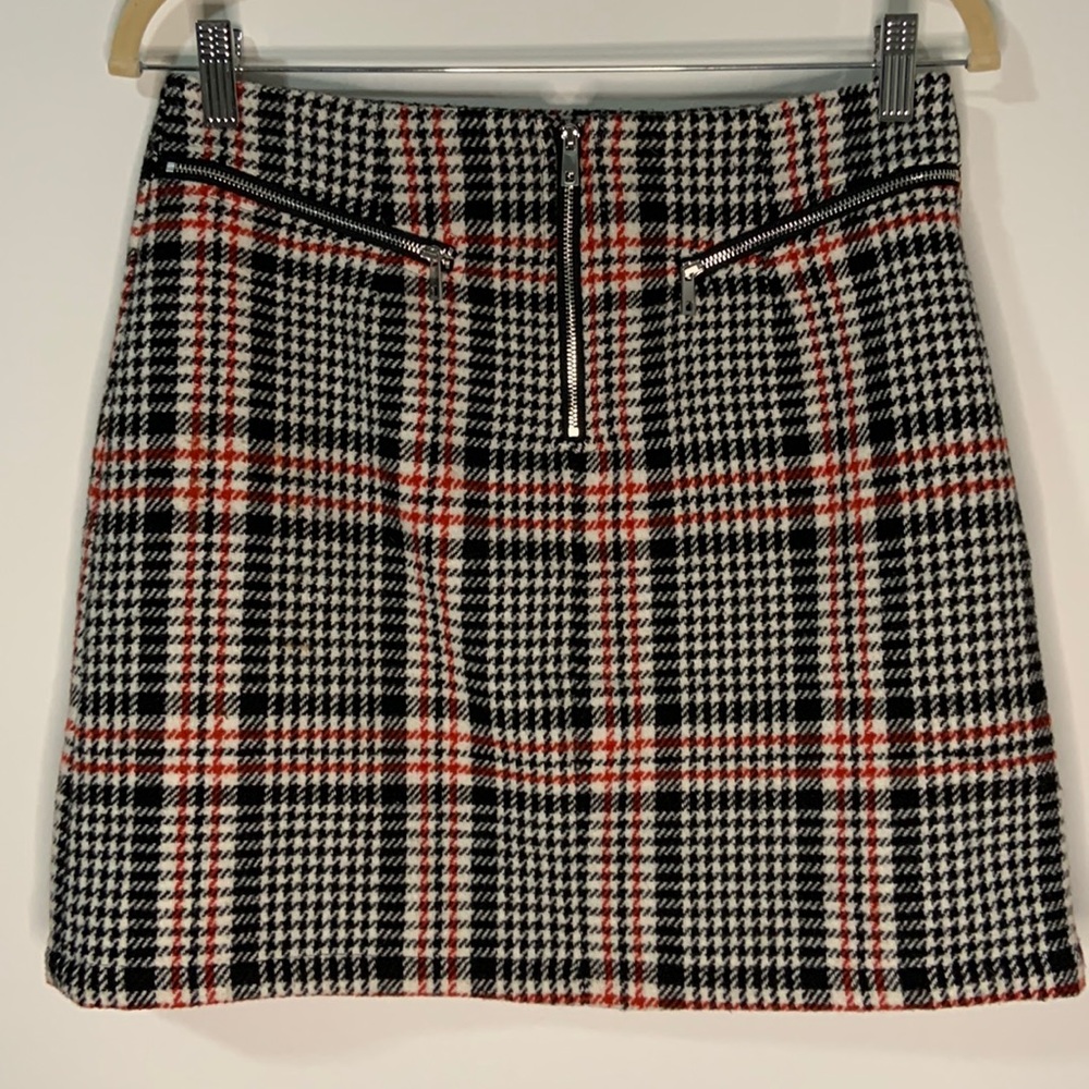 Twik Plaid Black White Red mini skirt